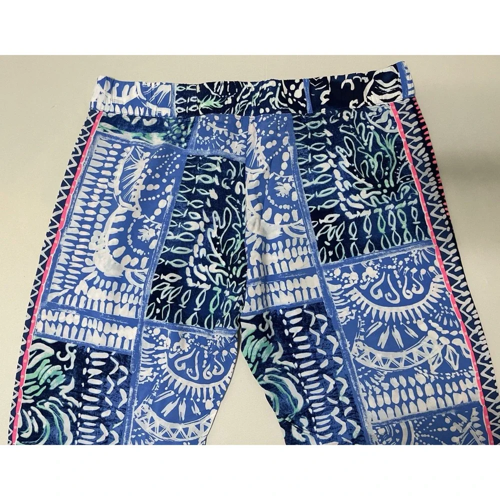 LILLY PULITZER Bal Harbour Palazzo Pant Blue Patchwork Size LARGE - Picture 4 of 9